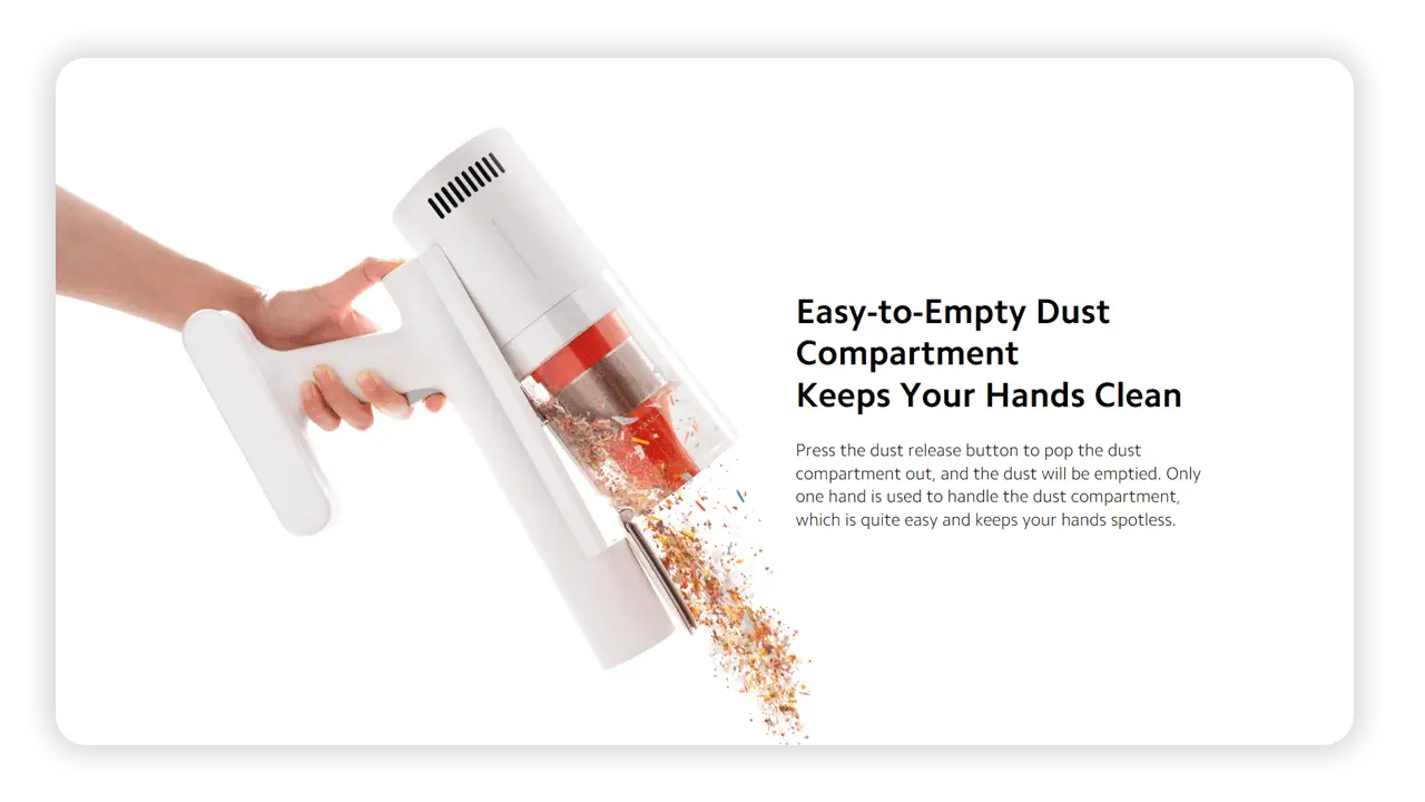 Easy-to-Empty Dust Compartment