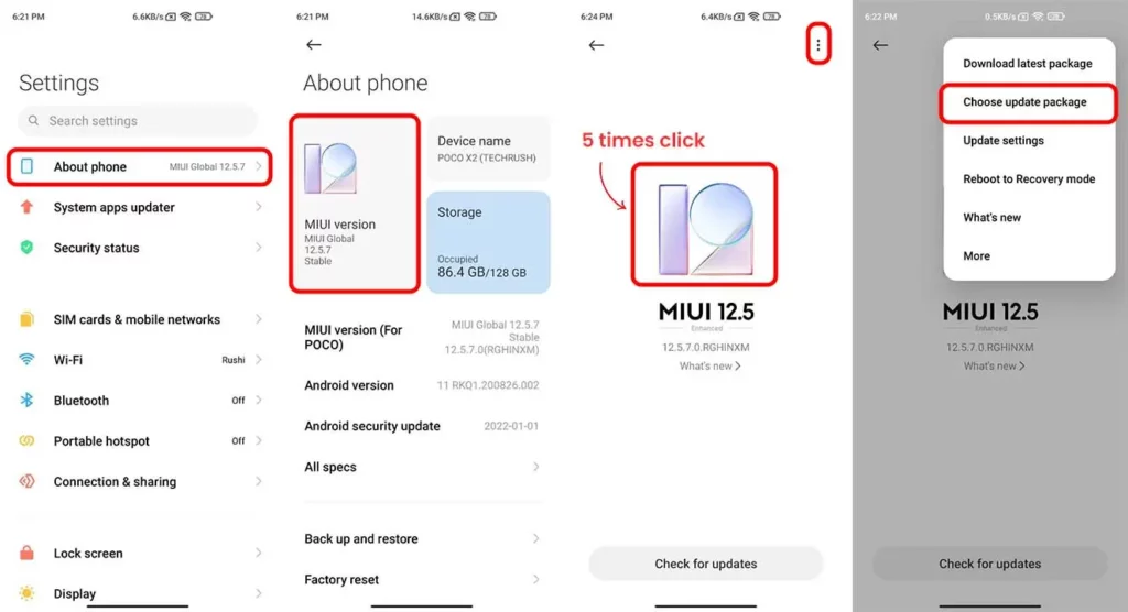 how to download MIUI update via choose update package