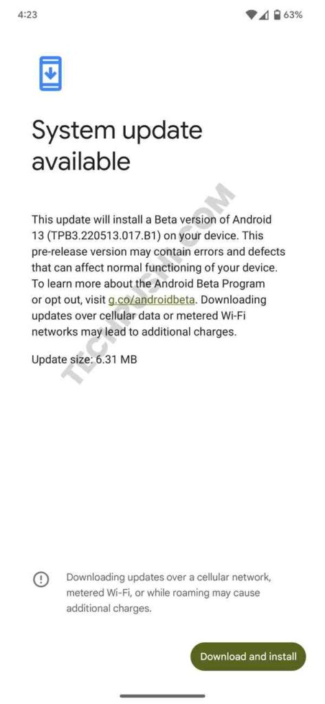 Android 13 Beta 3.1 Download