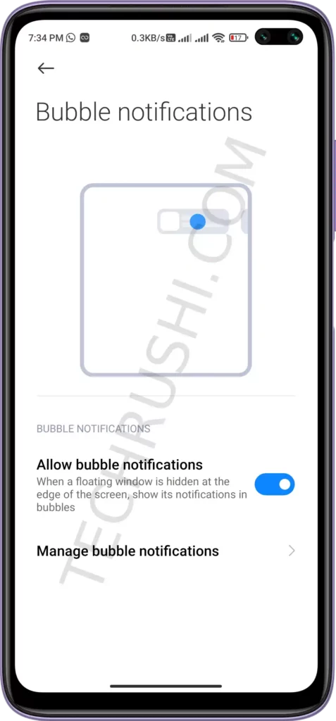 Bubble notification in xiaomi phones