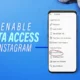 How do I enable data access on Instagram