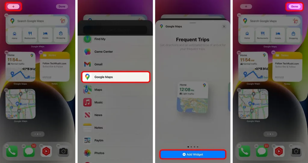 How to Add Google Maps Nearby Traffic Widgets on iPhone