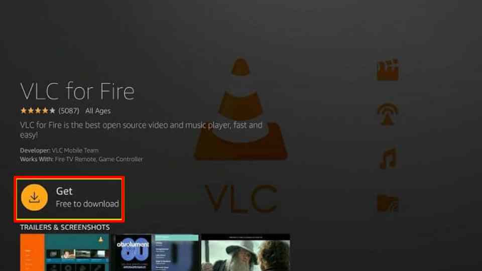 From the suggestions, select the VLC Player