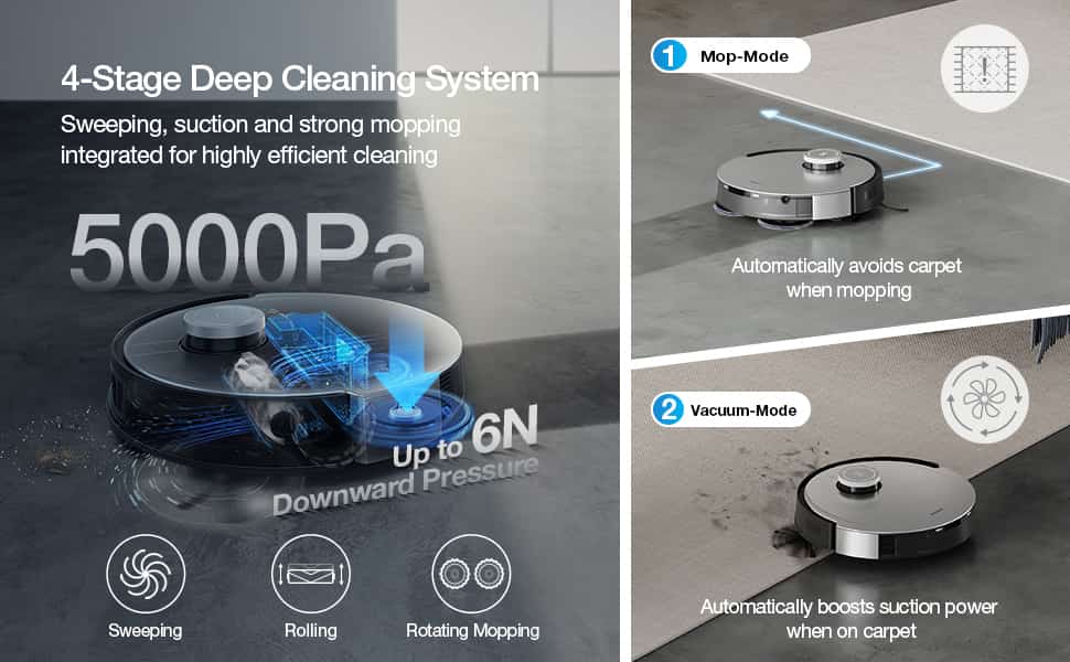 Deebot X1 Omni 5000Pa Suction Power for Mopping