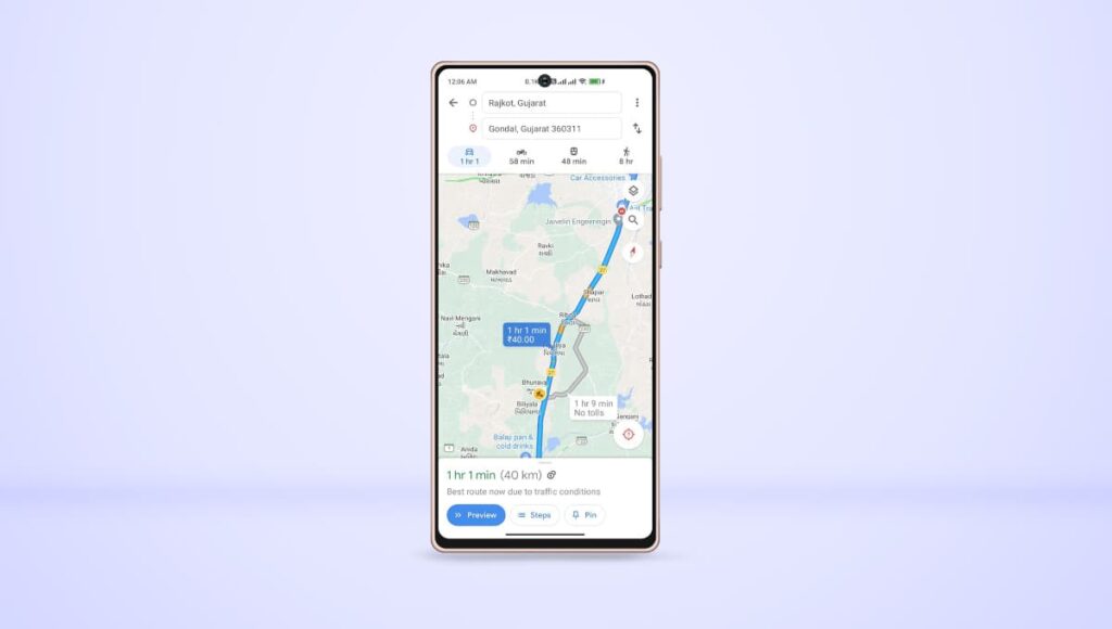 How to check Toll Rates on Google Maps