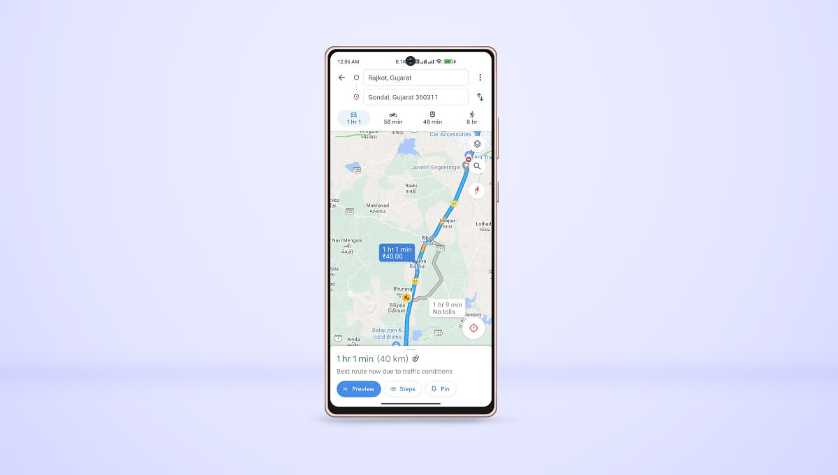 How to check Toll Rates on Google Maps