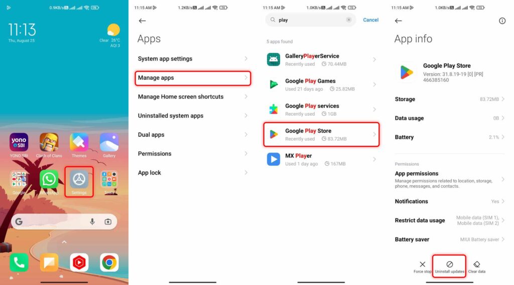 How to fix Google Play System Update Not Show