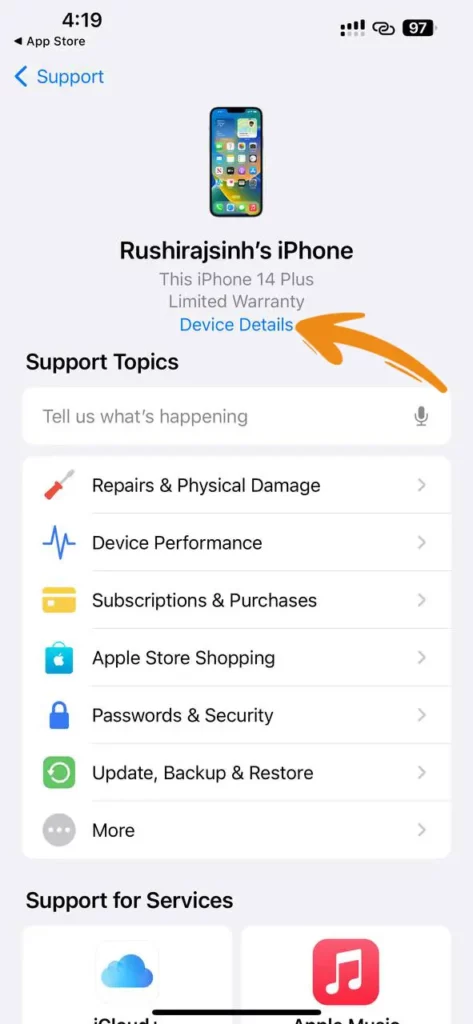Check iPhone Warranty status Using Apple Support App 2
