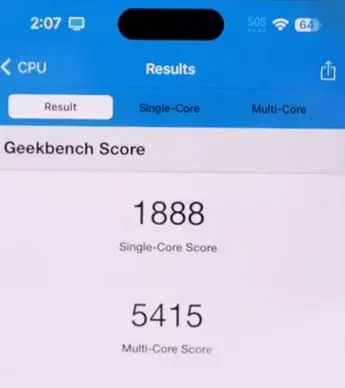 Geekbench score of iOS 16.1 beta 3