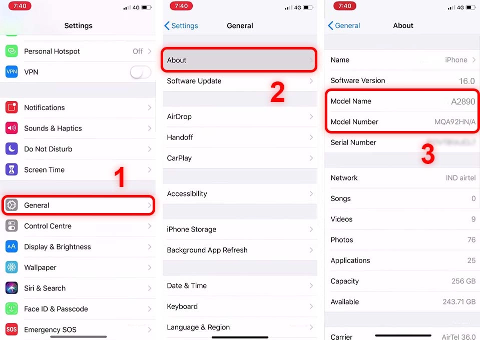 How to Check Your iPhone 14 model name and number