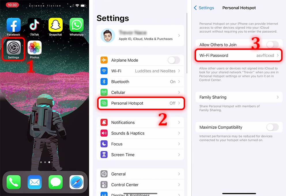 How to find the Personal Hotspot Password in iPhone
