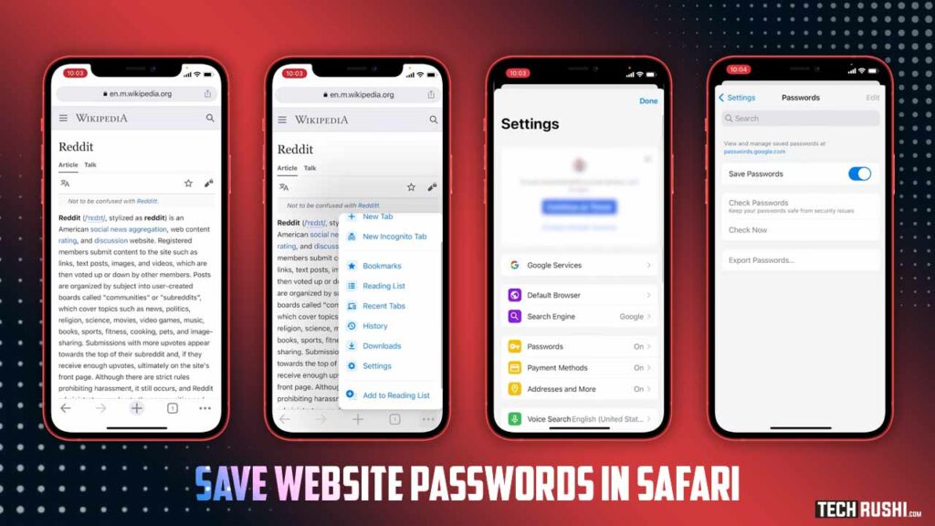 Save website Passwords in Safari