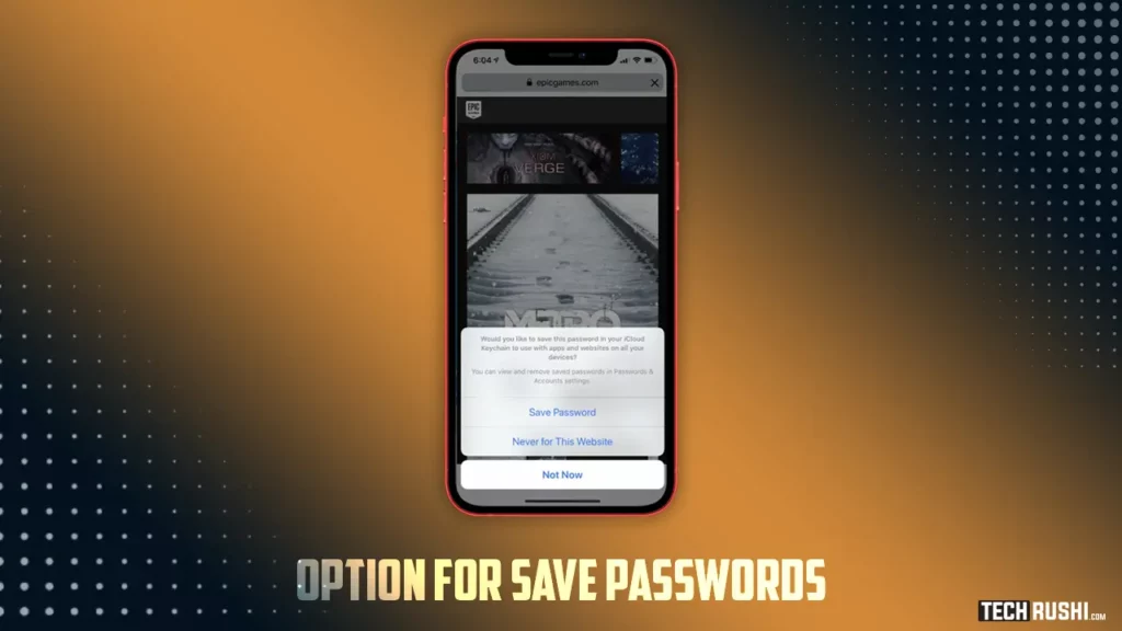 option for save passwords