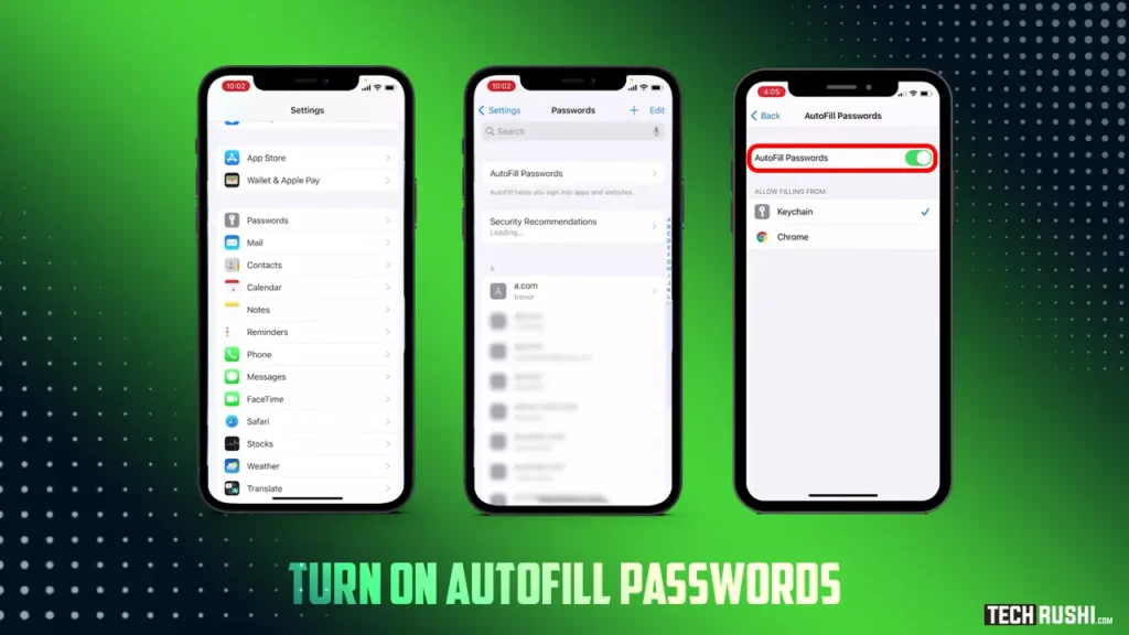 turn on autofill passwords on iphone