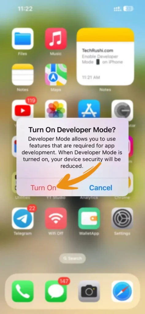 Enable Developer Mode on iPhone step 5
