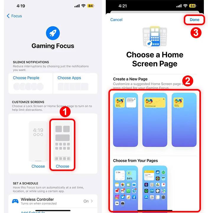 How to Choose a Home Screen for Focus mode