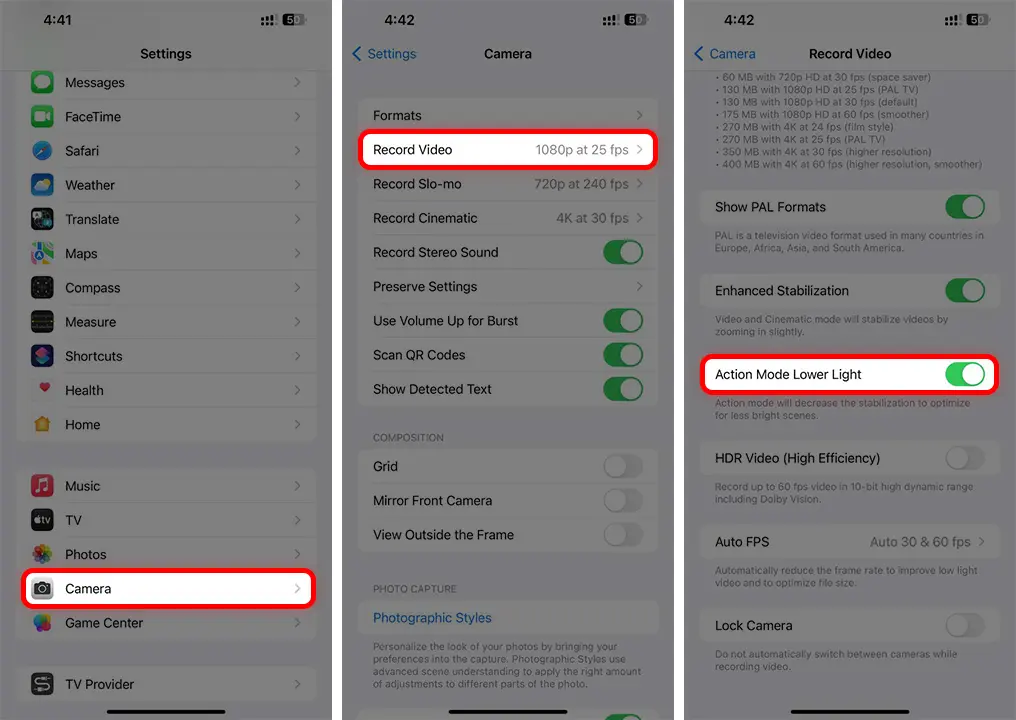 How to Enable Action Mode Lower Light on iPhone