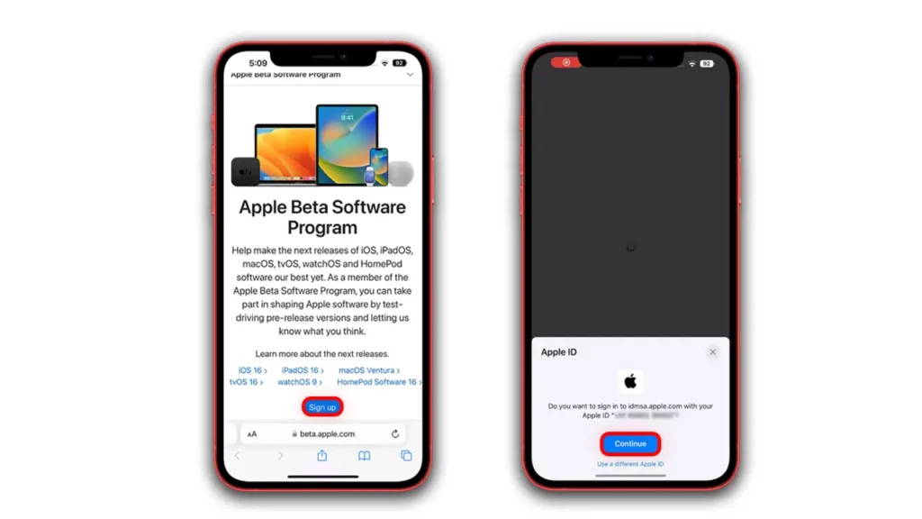 Register iOS 16 beta program