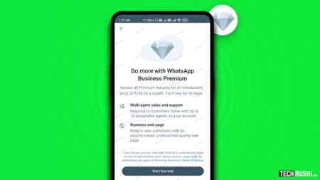 WhatsApp Premium credit to techrushi.com