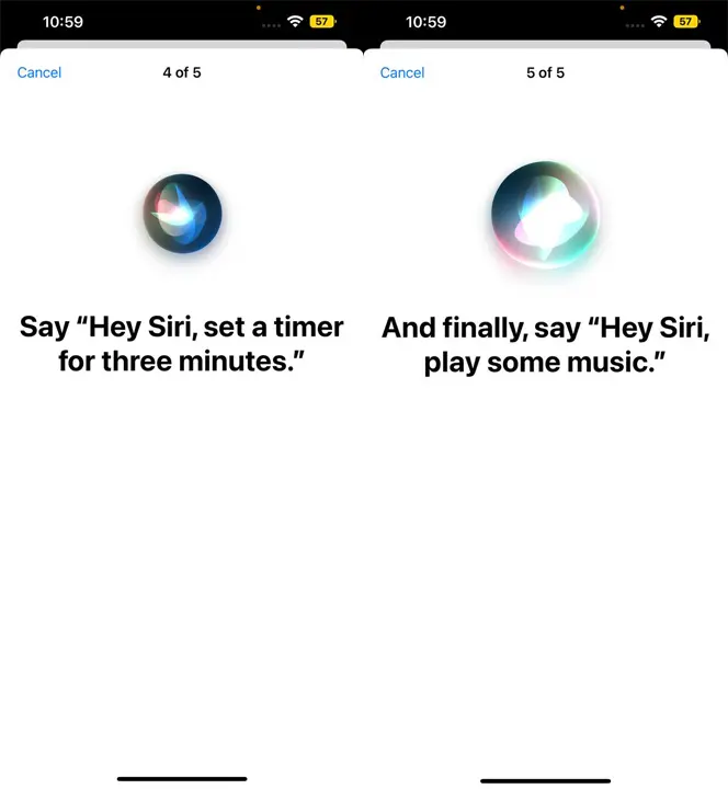 follow all the on-screen prompts to recognize your voice for Siri