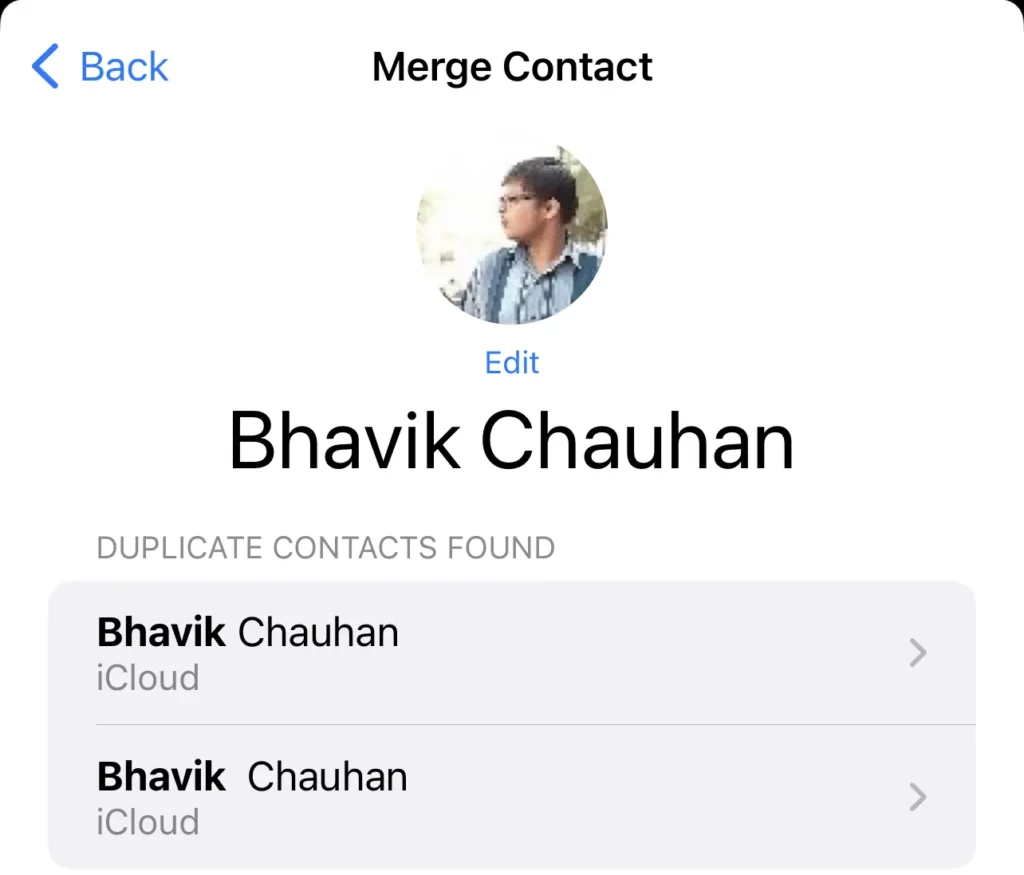 Duplicate Contact on iPhone