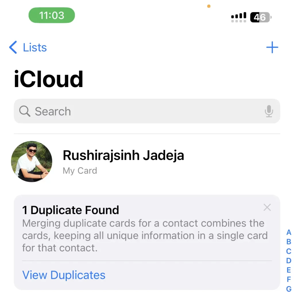 Find Duplicate Contacts on iPhone