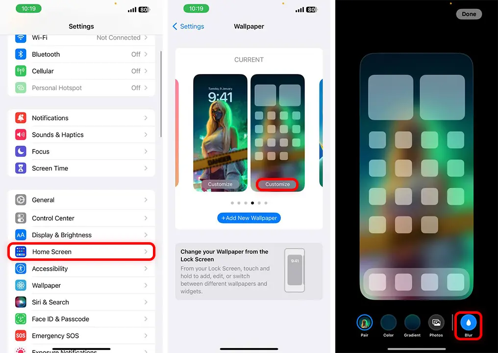 How to Blur and UnBlur Home Screen Wallpaper on your iPhone