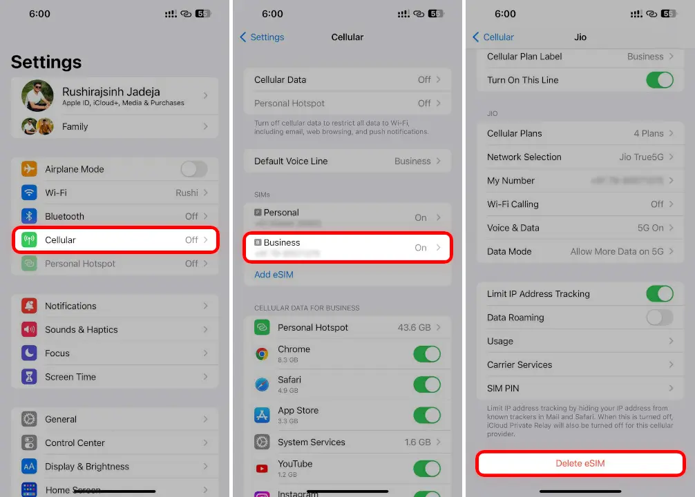 How to Remove eSIM from iPhone