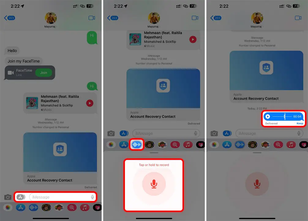 Sending a Voice Message using iMessage