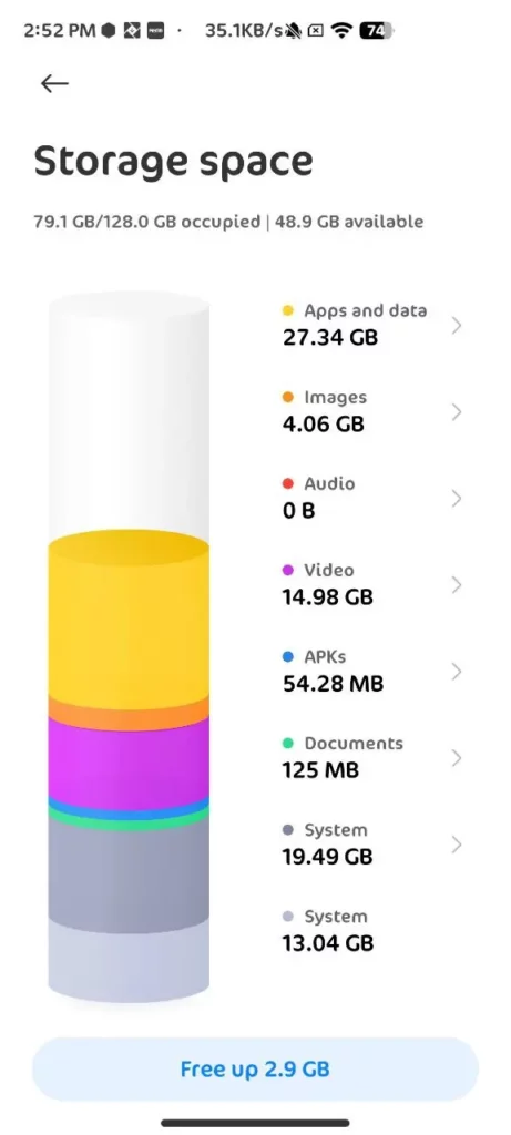 Xiaomi File Manager Storage Management festure