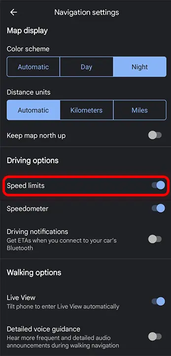 show speed limit on google Maps