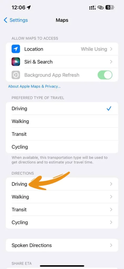 show speed limits on Apple Maps step 2