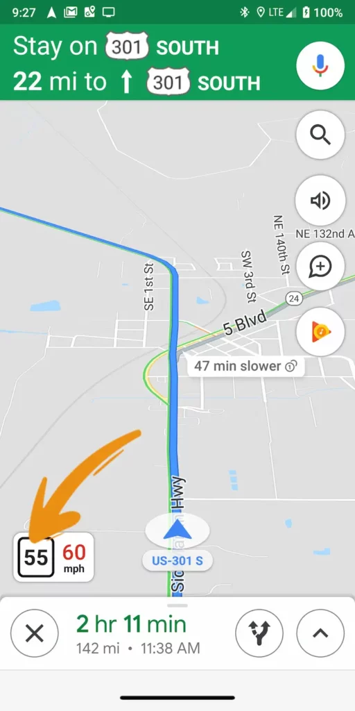 show speed limits on Google Maps step 5