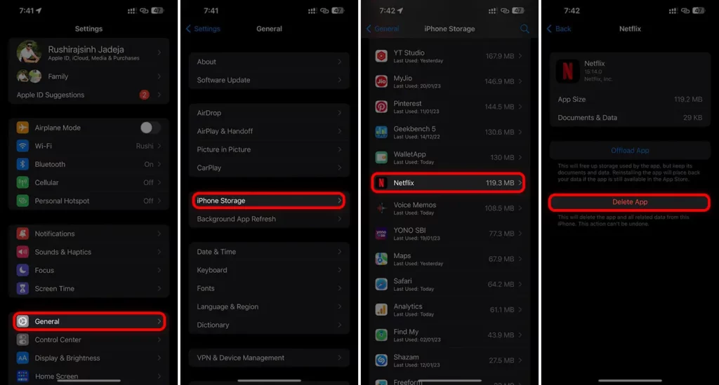 Fix Netflix Download Stuck error with Clear cache on iOS