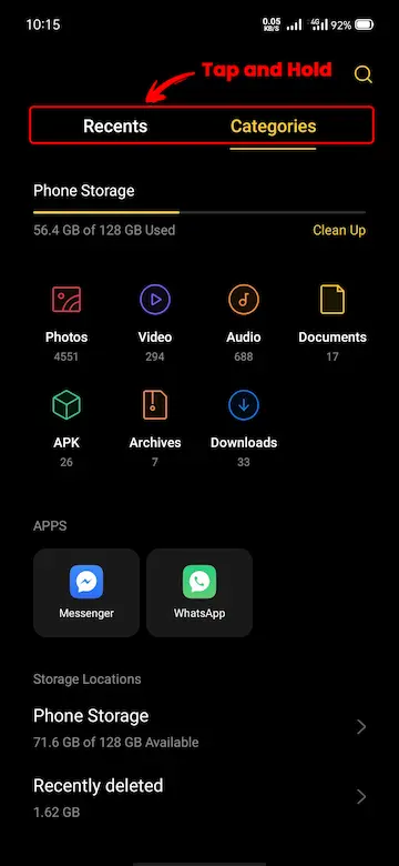 How to See Private Photos in the Realme File Manager app
