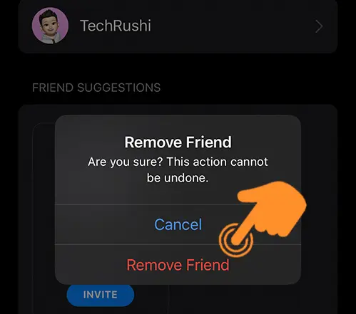 Confirm Remove Friend on Game Center