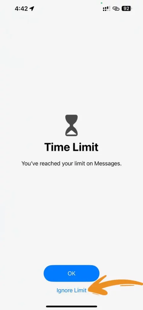Extend time limit for lock messages on iPhone Step 2