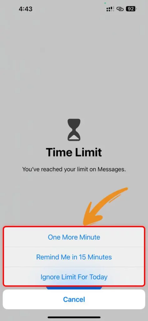 Extend time limit for lock messages on iPhone Step 3