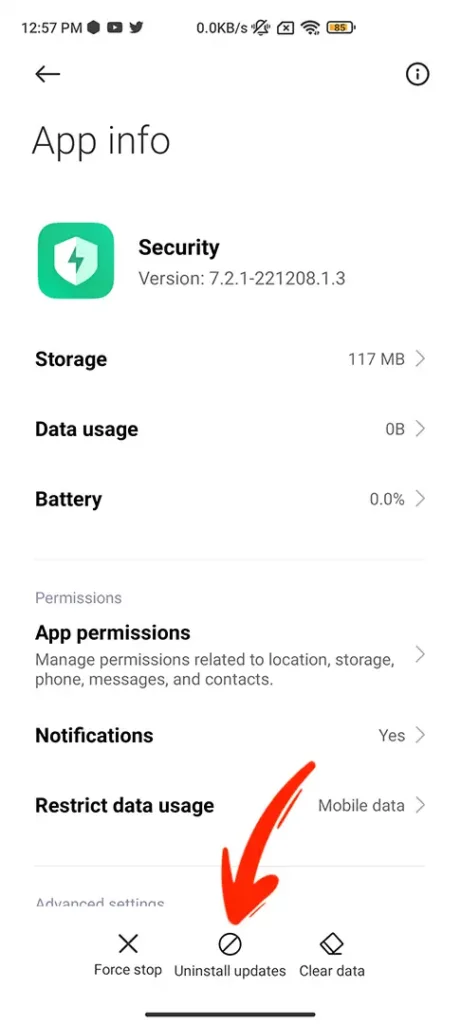 Remove the Security app from MIUI Step 3