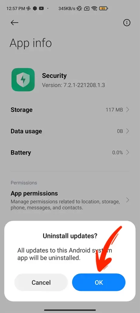 Remove the Security app from MIUI Step 4