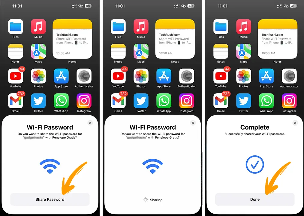 Share WiFi Password from iPhone to iPhone