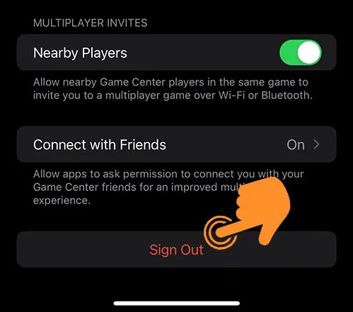 Sign Out Game Center on iPhone
