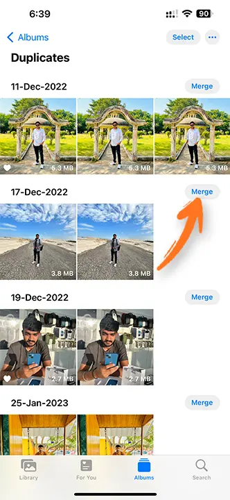Delete Duplicate Photos on iPhone Step 3 by techrushi.com