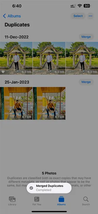 Delete Duplicate Photos on iPhone Step 5 by techrushi.com