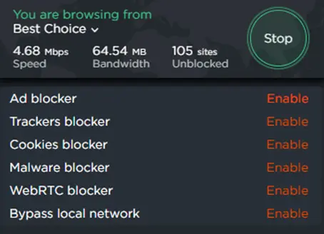 Disable VPN or proxy server