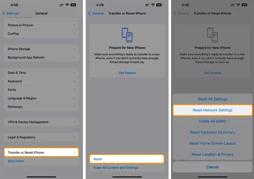 Reset your iPhone's Network Settings