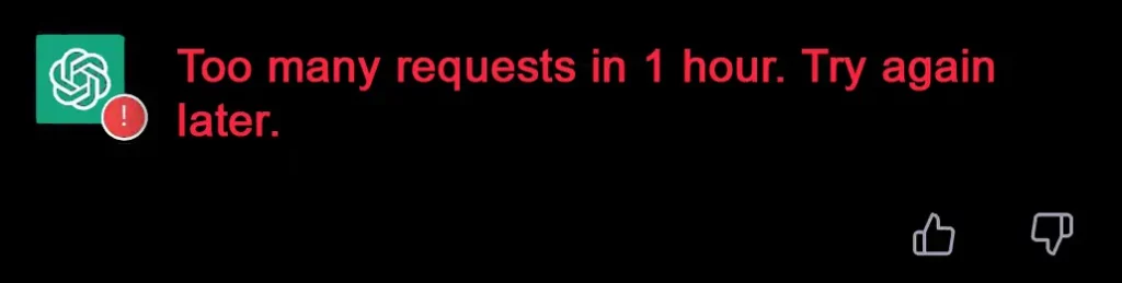 Too Many Requests in 1 Hour. Try again later