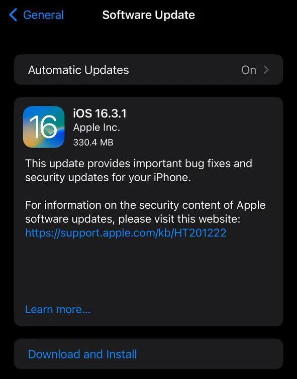 Update your iPhone's iOS version