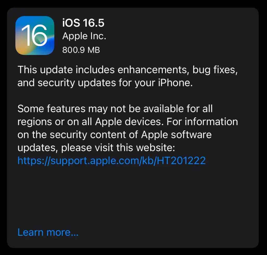 Apple iOS 16.5 Public Build