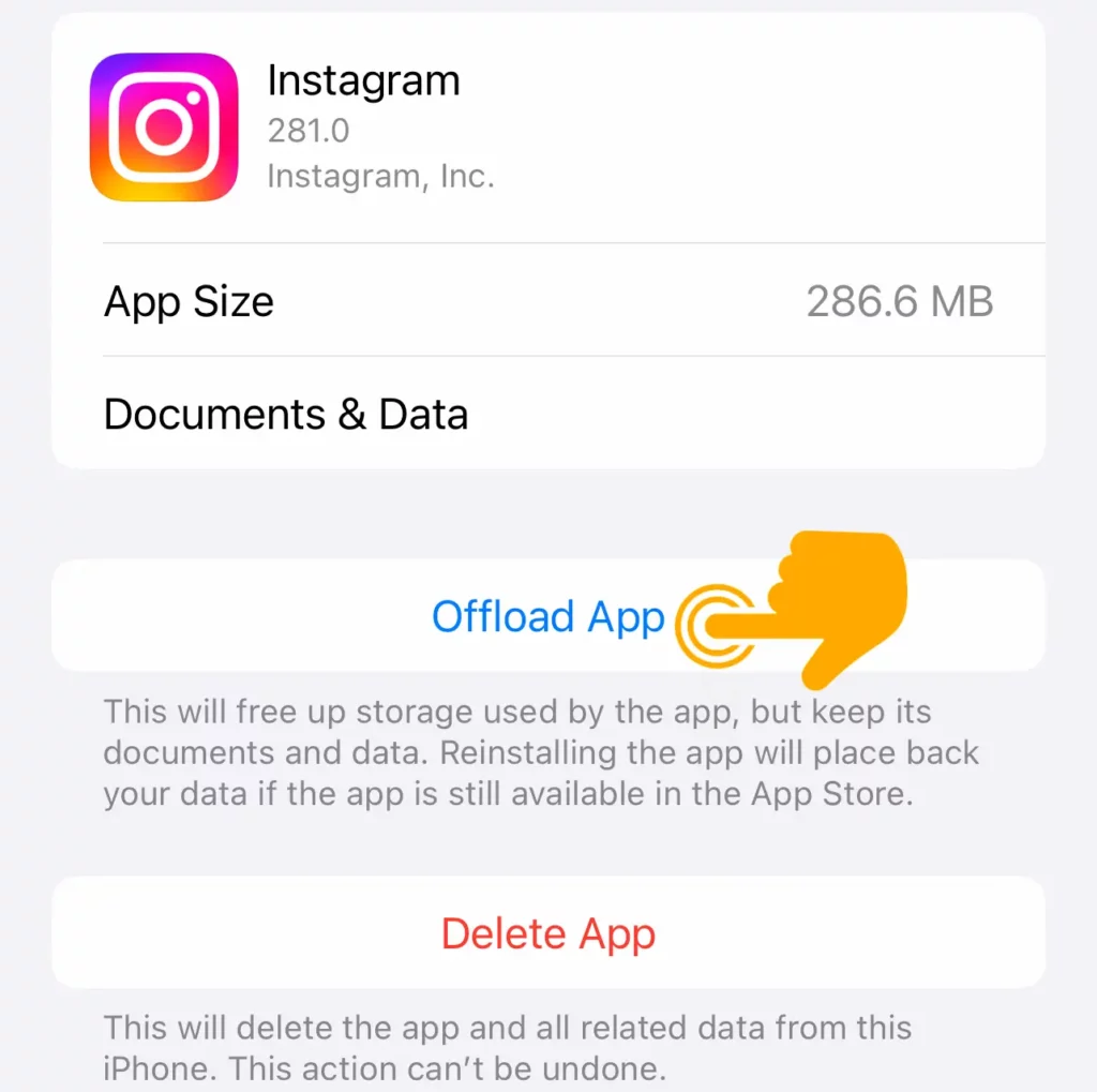 Clear Instagram cache using iPhone settings 4